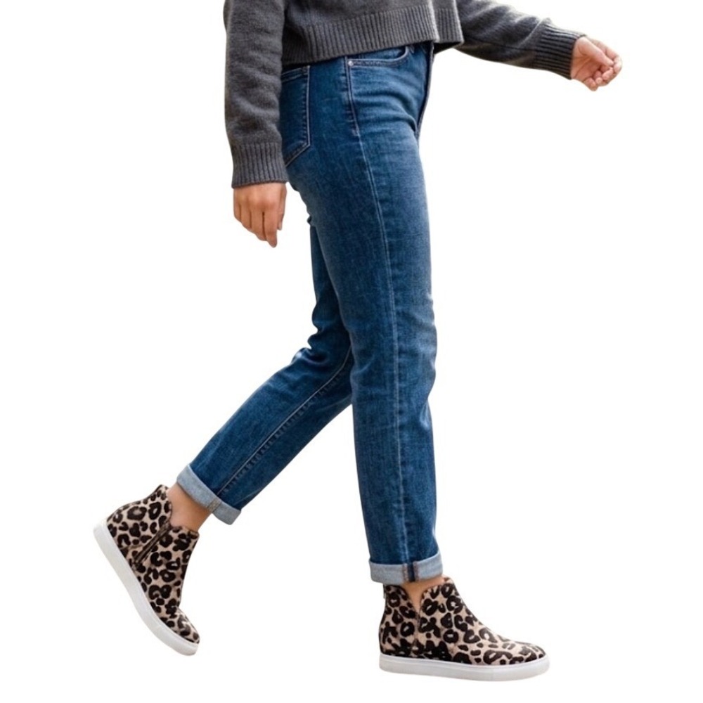 Steve Madden Claud Leopard Print High Top Sneakers Tan Black 6M